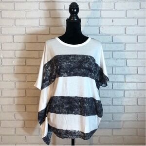 Pure DKNY Asymmetrical Striped Top Edgy Going Out Summer | Size M